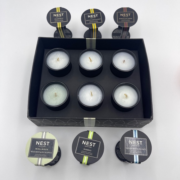 NEW Nest Petite Mini Votive Gift Set of 6 In Box Bamboo Wellness Grapefruit Mint - Picture 3 of 4